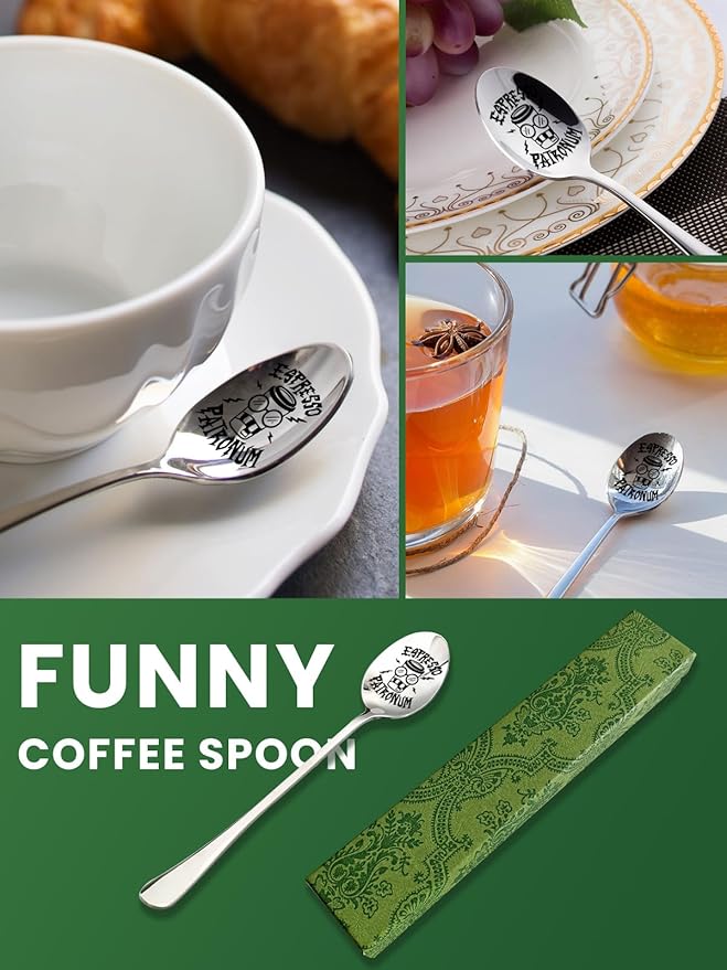 Funny Stainless Steel Coffee Spoon Tea Spoon, Gifts for Coffee Lovers Bookworm Friends Fans Birthday Christmas Graduation