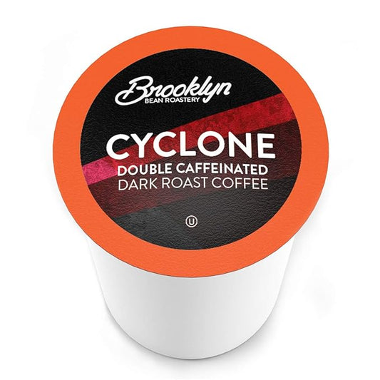 Brooklyn Beans Cyclone Gourmet Coffee Pods - Compatible with Keurig K Cup Brewers Including 2.0 Machines, 40 Count, Strong and Intense Double Caffeine