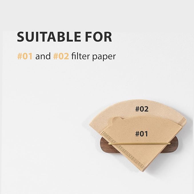 Coffee Filter Holder, Cone Coffee Filter Holder Storage, Coffee Filter Stand for Coffee Filters Size #01 and #02 (B Walnut)