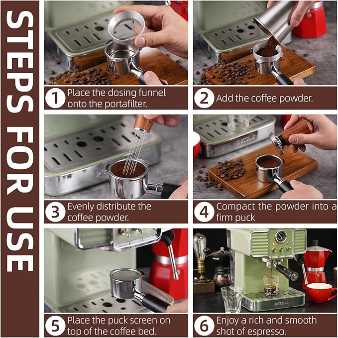 58mm Espresso Accessories Kit,316 Stainless Steel WDT Tool Espresso,Dosing Funnel and Puck Screen Set,Espresso Distribution Tool,Espresso Coffee Stirrer for Barista