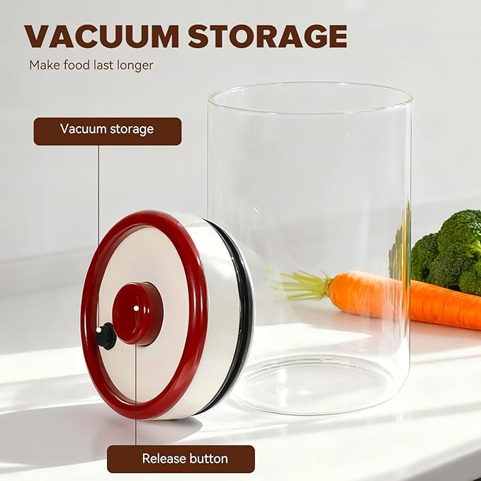 Coffee Canister 1200ml / 40.6 fl oz – Airtight Coffee Bean Container, Vacuum Seal Food Storage Jar for Coffee, Tea, Sugar, and Nuts, Clear Plastic Kitchen Canister