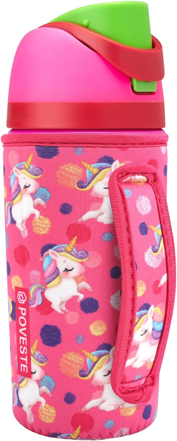 Water Bottle Sleeve with Handle for Owala Kids FreeSip 16 oz, Water Bottle Scratch Resistant Sleeve, Neoprene Cover Compatible with Owala 16 oz for Boys Girls to School Travel