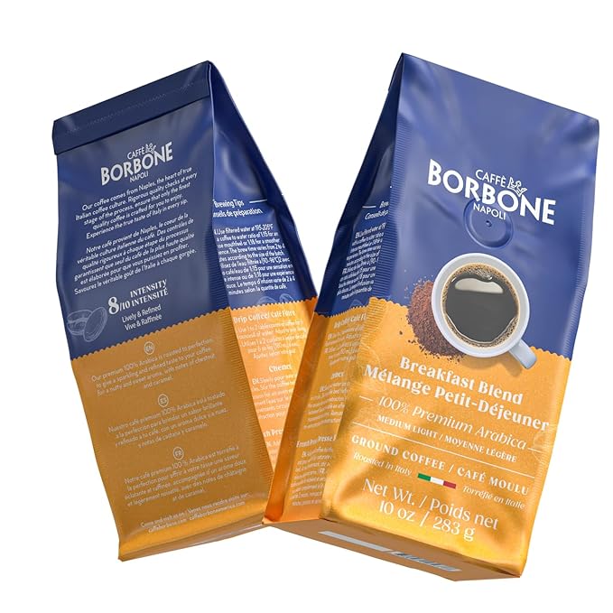 Caffè Borbone Breakfast Blend, Medium Roast Ground Coffee, 10 oz bag (6 Pack)