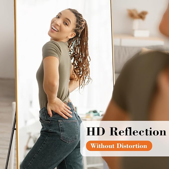 NEWBULIG Full Length Mirror, Upgraded Body Wall Mirrors with Shatter-Proof Glass, Floor Standing Mirror, Home Wall Decor