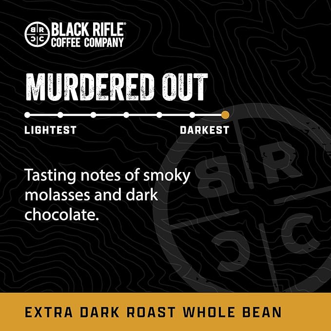Black Rifle Coffee Company Murdered Out, 12oz Bag, Whole Bean Dark Roast - Roasted Blend Made from Arabica Beans - Colombian & Brazilian Beans - Veteran Founded & American Made