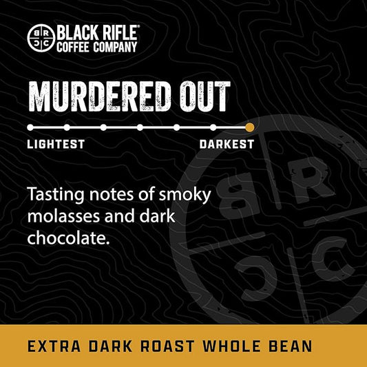 Black Rifle Coffee Company Murdered Out, 12oz Bag, Whole Bean Dark Roast - Roasted Blend Made from Arabica Beans - Colombian & Brazilian Beans - Veteran Founded & American Made