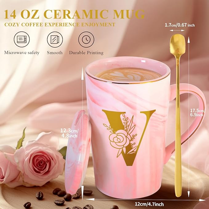 MNZZ Personalized Ceramic Coffee Mug with Lid Tea Cup Women Men Teacher Christmas Gifts Math Biology Piano Future Mentor Speech Substitute Ballet Drama Guitar Yoga Montessori Physics Chemistry Band,V
