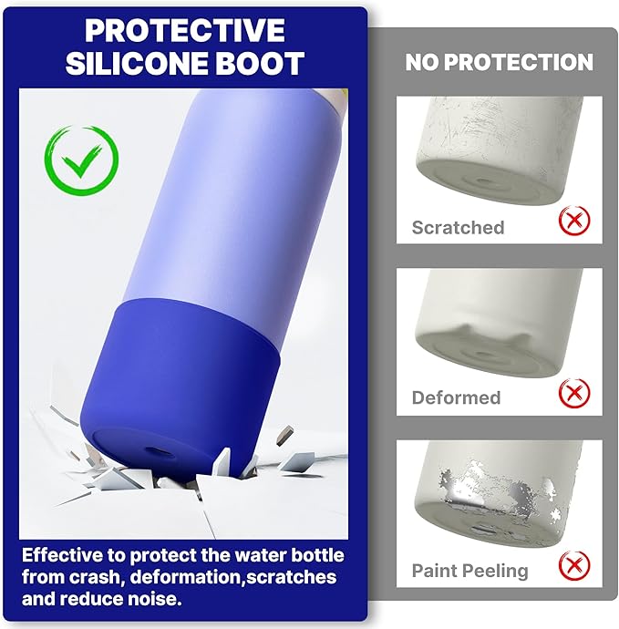 Silicone Water Bottle Boot for Owala 24 oz, Anti-Slip Protective Sleeve for Owala Twist & FreeSip & Flip Stainless Steel Water Bottle, Boot Bottom Base for Owala (Navy)