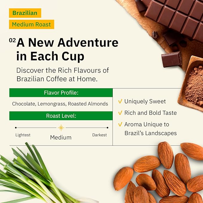 Kochere Brazilian Specialty Whole Bean Coffee – 2LB Medium Roast – Freshly Roasted to Order – Single Origin, Farm Direct, Smooth Cocoa Notes – Whole Bean