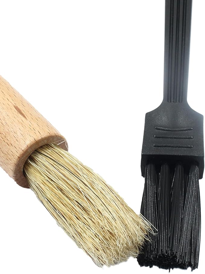 Coffee Grinder & Espresso Machine Cleaning Brush Set | Wood Handle + Nylon | 2 Pack | Barista Brush