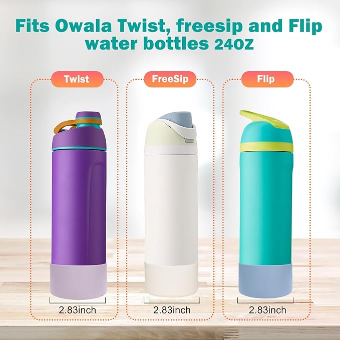 WK IEASON 2Pcs Silicone Boot for Owala Water Bottle, Protective Flask Bottom Cover Base for Owala FreeSip Twist and Flip Flask Water Bottle Accessories-2.83inch Bottom Diameter