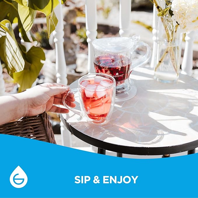 GROSCHE Cyprus 16 fl. oz Double-Wall Glass Mug | Espresso, Latte, Tea & More | Hot & Cold Beverages | Stylish & Aesthetic | Dishwasher Safe | Heatproof | Drinking Glassware
