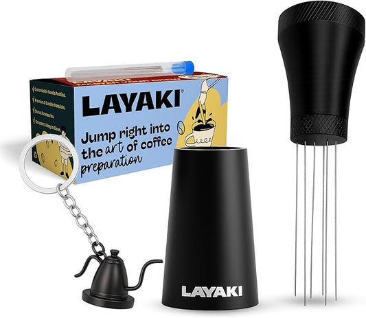 WDT Tool Espresso Accessories – Espresso Distribution Tool with 14 Replaceable 0.4 mm SUS 304 Needles for Even Extraction, Rich Crema & Bonus Coffee Gift
