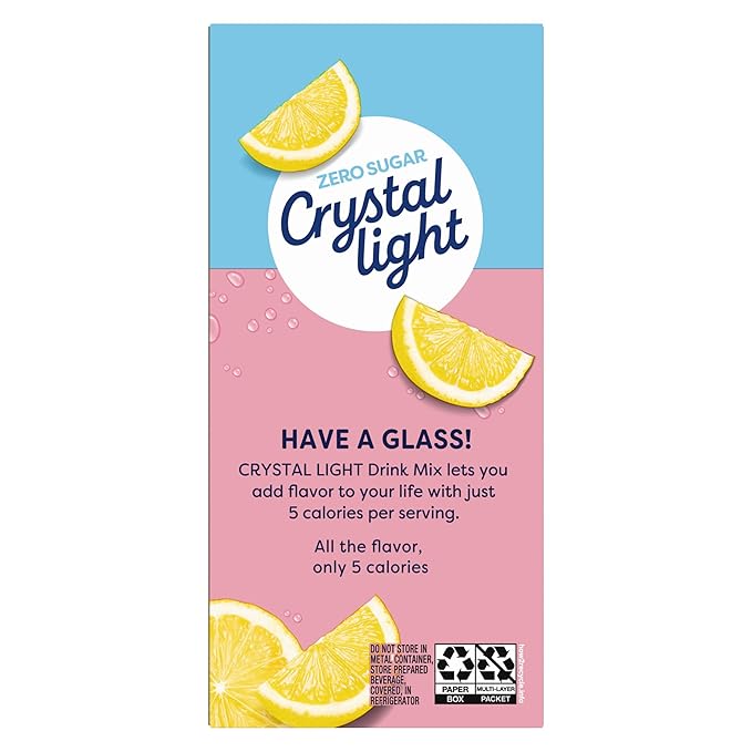 Crystal Light Pink Lemonade Drink Mix (24 Pitcher Packets, 4 Canisters of 6)
