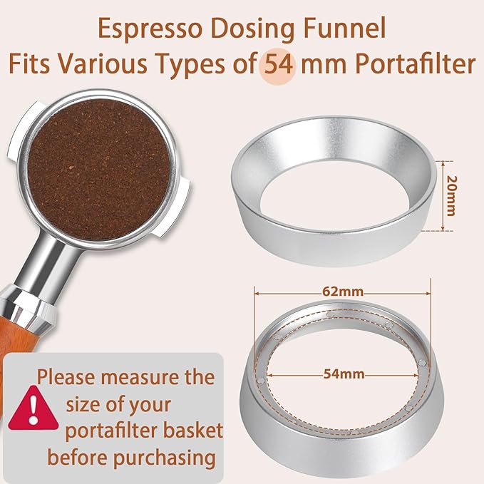 Attsky 54mm Portafilter Funnel with Magnetic, Lightweight Aluminum Espresso Dosing Funnel