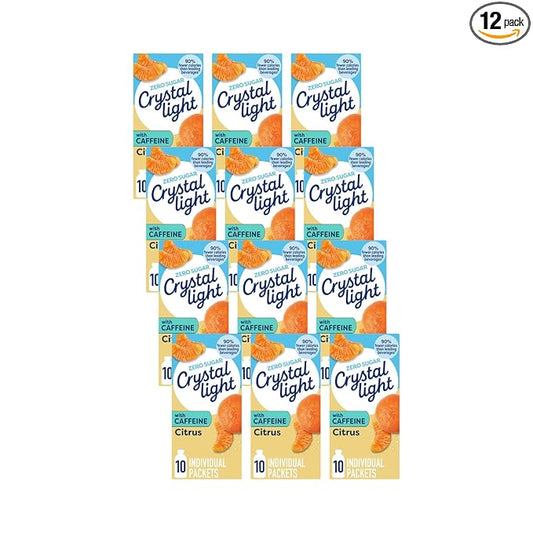 Crystal Light On The Go Energy Citrus, 10 Count (Pack of 12) - Packaging May Vary