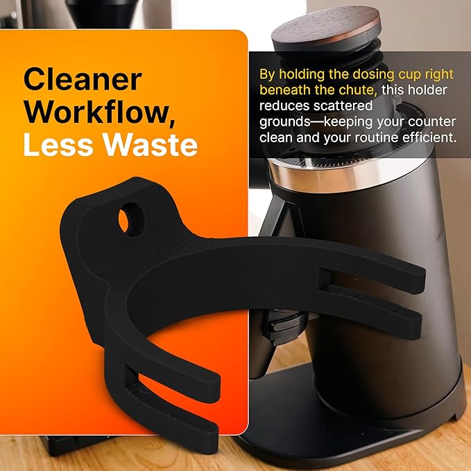 SplashNcolor Dosing Cup Holder for DF64 Gen 1 & 2 – Espresso Accessories – Compatible with 58mm Dosing Cups – Secure Fit, Minimal Spillage, Easy Installation – ABS Material - Black (1 Pack)