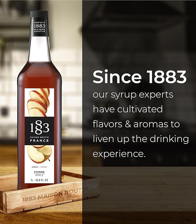 1883 Apple Syrup for Drinks, Made in France, 1 Liter Glass Bottle
