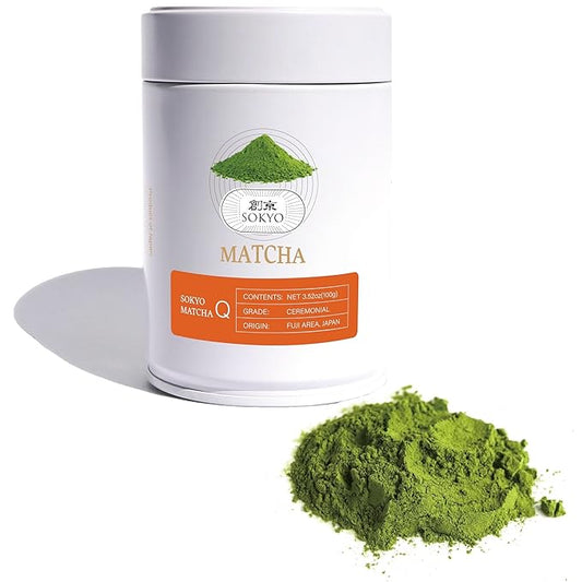 SOKYO ceremonial matcha powder series Rich and full-bodied flavor powdered green tea Japanese matcha (3.52oz / 100g, Fuji Ceremonial Q)