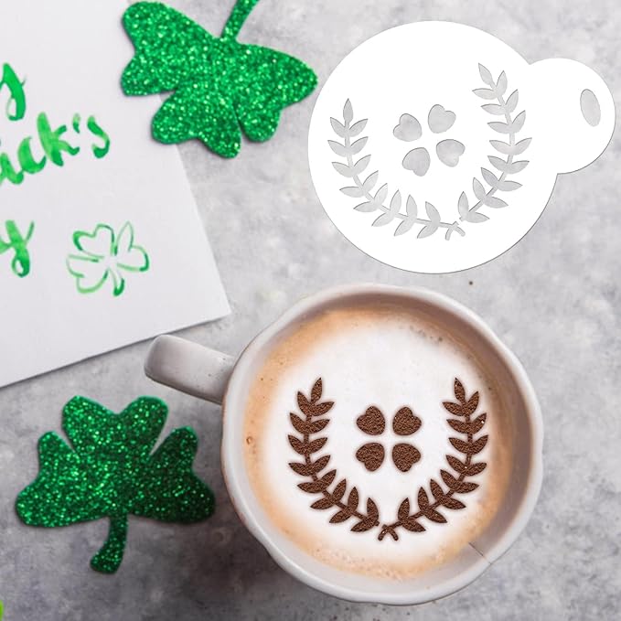 Partywind 30 PCS St Patrick's Day Cookie Stencils for Decorations, Saint Patricks Day Shamrock Stencils Templates for Cake Coffee, Irish Face Painting Ornaments