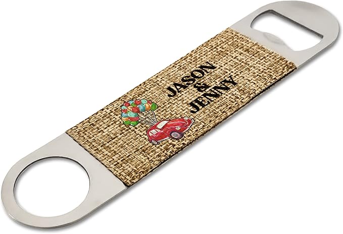 Smile Art Design Family Couple Names Custom Drink Bottle Opener Burlap Material Car Design Personalized Prints Personalized Gifts House Warming Rustic Decor Style9
