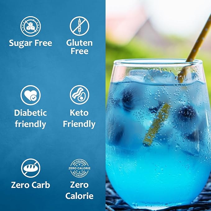 Syruvia Sugar-Free Blueberry Syrup, Flavored Syrup for Drinks, Cocktails, Lemonades, Iced Teas, and Desserts – 25.4 fl oz, With Pump