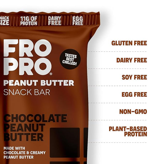 FROPRO Plant Protein Snack Bars - Plant Based Protein Bars, All-Natural, Gluten, Dairy, & Soy Free, High Protein Bars with Low Calories | Chocolate Crunch, 12 Pack