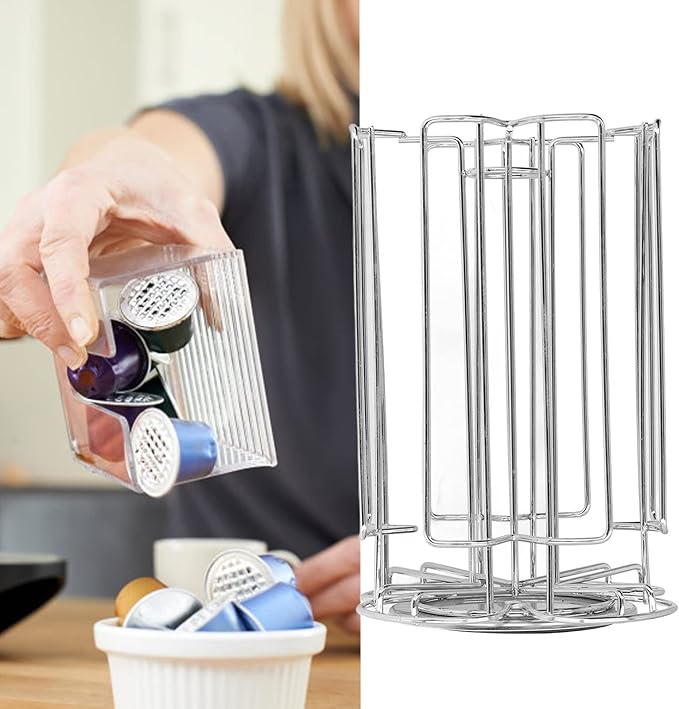 Metal Coffee Pod Holder Stylish Durable Coffee Capsule Storage Rack Organizer Stand for Home Office Kitchen Countertop Espresso Machine Accessories Black Iron