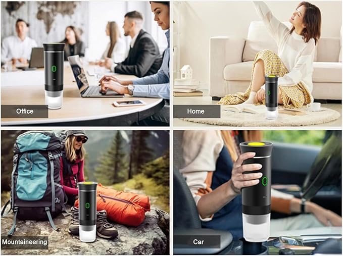 Yunir Portable Electric Coffee Machine, Self Heating Travel Coffee Maker with Capsule Design, 15 Bar Pressure, Material, Coffee Maker for Travel Office Car