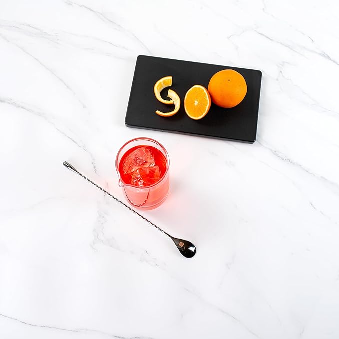 Restaurantware Bar Lux 12 Inch Bar Spoon 1 Corkscrew Handle Cocktail Stirrer Spoon - Long Commercial Black Plated Stainless Steel Cocktail Mixing Spoon For Stirring And Mixing