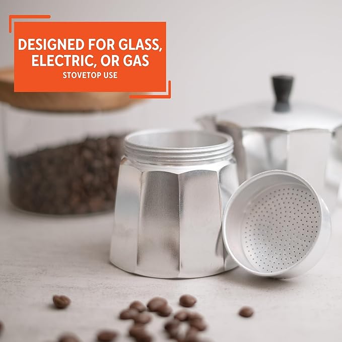 Imusa USA Aluminum Stovetop 6-cup Espresso Maker (B120-43V),Silver,(Pack of 4)
