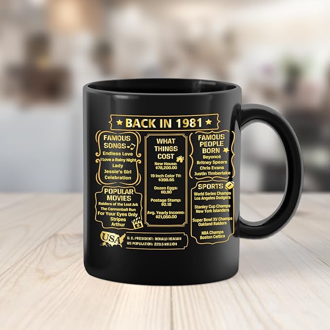 QUPT 45th Birthday Gifts for Women Men, 45th Birthday Gifts for Him, 1981 Birthday Gifts for Women Men, 45 Years Old Gifts, 1981 Birthday Gifts for Her Him, 45th Birthday Presents Coffee Mug