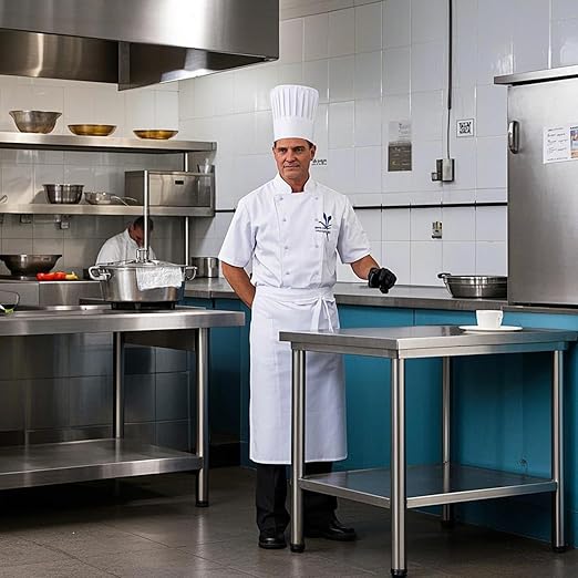 NSF Stainless Steel Table for Prep & Work 36 x 24 Inches,Commercial Heavy Duty Food Prep Worktable with Undershelf for Restaurant, Home and Hotel