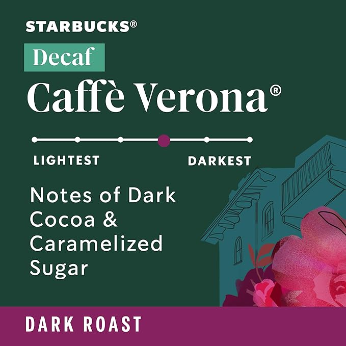 Starbucks Ground Coffee, Dark Roast Hot or Iced Coffee, Decaf Caffè Verona, Six 12 oz Bags
