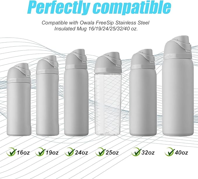 4pcs Replacement Stopper Compatible with Owala FreeSip 24oz 32oz, Water Bottle Top Lid Gasket for Owala 19/24/32/40oz Seal Bottle Cap Mouth Stopper Part Silicone Plug Accessories BPA-Free (Cyan)