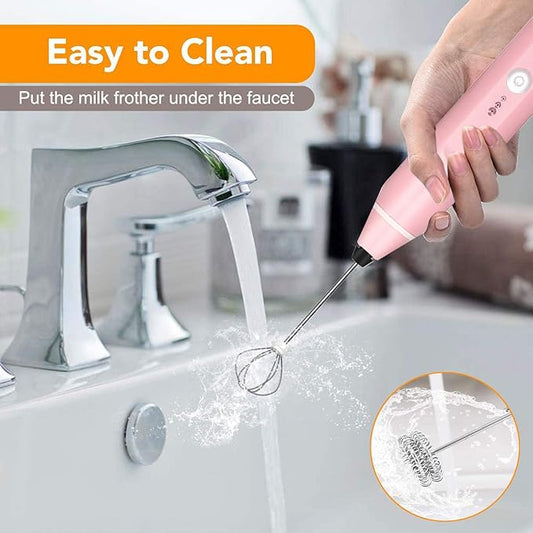 Milk Frother Handheld, Gbivbe Rechargeable Whisk Drink Mixer for Coffee with Art Stencils, Mini Foamer for Cappuccino, Hot Chocolate Match, Frappe, Hot Chocolate, Egg Whisk