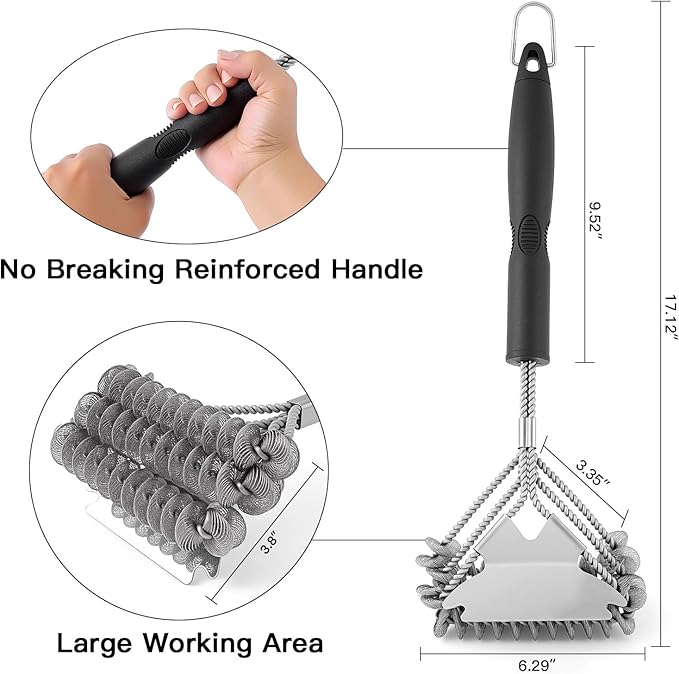 APNSFWL Grill Brush and Scraper Bristle Free Safe BBQ Brush for Grill Stainless Grill Grate Cleaner Safe Grill Accessories for Porcelain/Weber Gas/Charcoal Grill Gifts for Grill Wizard/Men/Dad