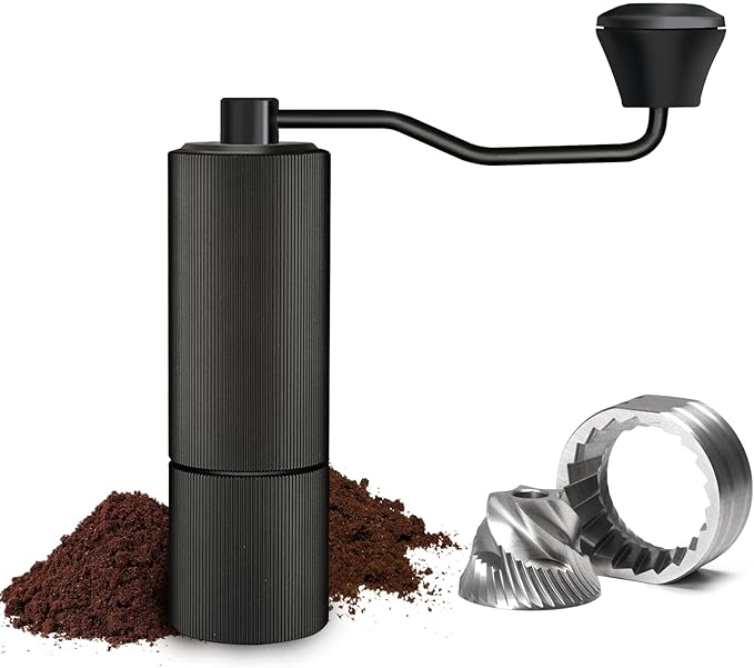 Manual Coffee Grinder, Manual Burr Coffee Grinder Capacity 25g with CNC Stainless Steel Conical Burr, Internal Adjustable Setting, Hand Coffee Grinder for Espresso, Pour Over, French Press, Moka.