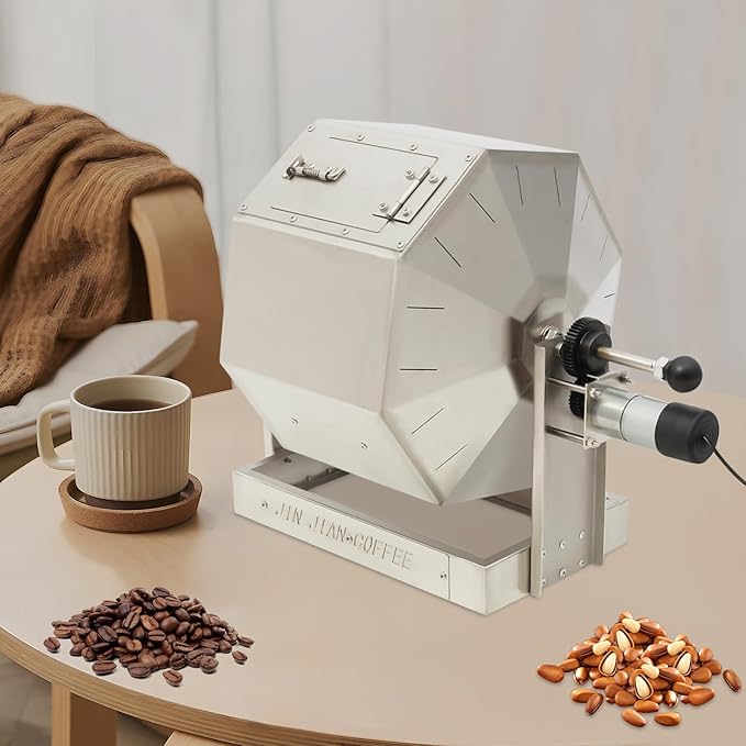 Nwkxnrt 14.5L Coffee Roaster Machine Stainless Steel Drum Type with 5-45 RPM Speed Controller, 14W Motor Electric Bean Baker for Home and Commercial Roasting
