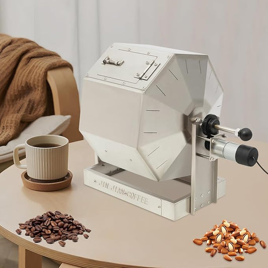 Coffee Bean Roaster Machine, 14.5L Large Capacity Stainless Steel Automatic Rotary Drum Roaster with Adjustable Speed for Home & Commercial Use, Stove Compatible for Peanuts Nuts