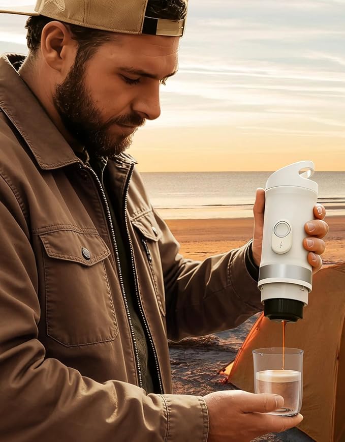 Portable Electric Espresso Machine, 3 IN 1 Self-Heating Travel Coffee Maker for Ground Coffee, NS Capsule&DG Capsule, 20 Bar Portable Coffee Maker with 9600mAh Battery for RV/Hiking/Office/Camp