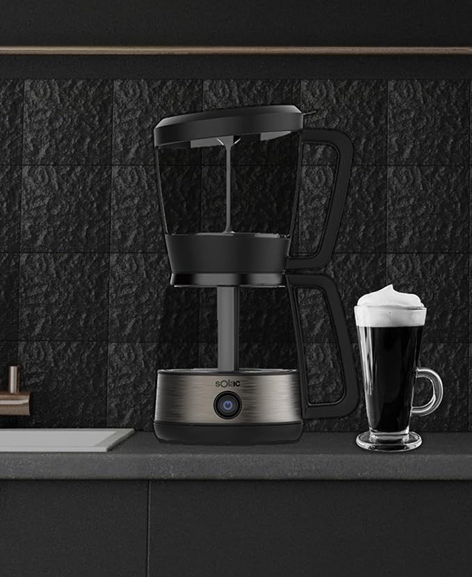 SOLAC SIPHON BREWER 3-in-1 Vacuum Coffee Maker, Tea Brewer & Water Boiler, Brushed Stainless Steel and Black, 30 oz