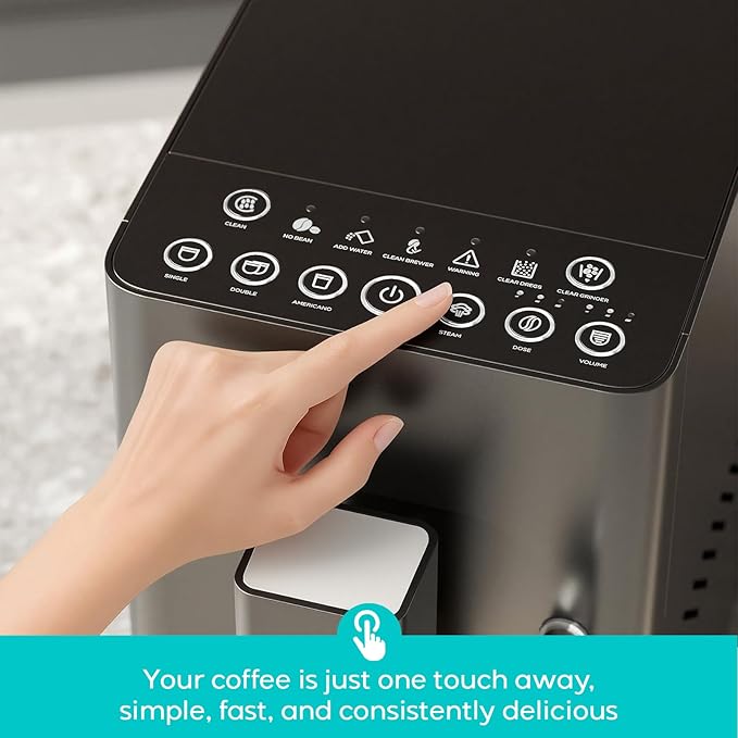 CASABREWS ACAFE Automatic Espresso Machine, 20bar Coffee Maker with Grinder and Milk Frother, Cappuccino Machines for Home or Office, All-in-One Grind and Brew Coffee Maker, Customizable Coffee Volume