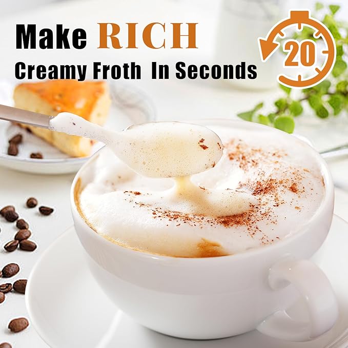 Nahida Light Purple Milk Frother Wand for Coffee, Frother Handheld Rechargeable Electric Whisk with 3 Heads 3 Speeds Drink Mixer Coffee Frother Foam Maker For Latte, Cappuccino, Hot Chocolate, Egg