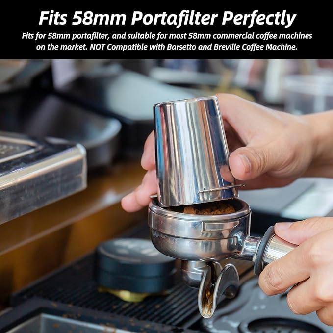54mm Espresso Dosing Cup,Stainless Steel Coffee Powder Dispenser,Coffee Dosing Cup Universal Fits 58mm Portafilters Accessories(Brushed Silver)