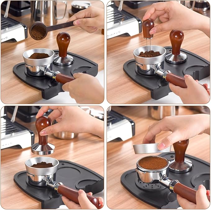 Attsky Aluminum Espresso Portafilter Funnel, 51mm Dosing Funnel with Magnetic