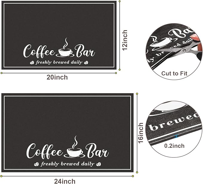 Absorbent Coffee Mat, Fashion Dish Drying Mat for Kitchen Counter Coffee Bar Accessories Espresso Machine Dish Rack 12" x 20" Black