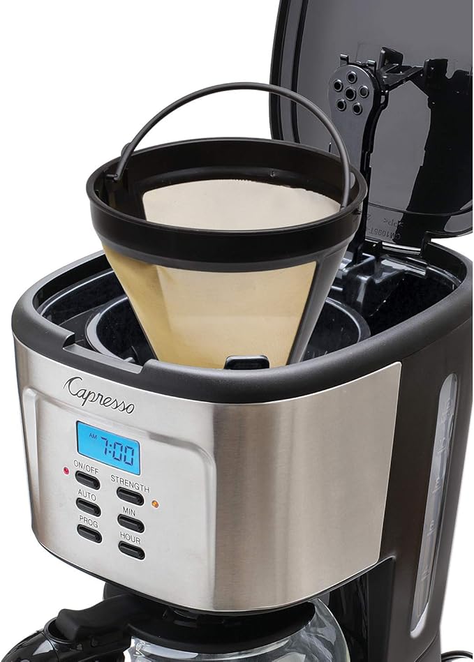 Capresso 12-Cup Coffee Maker with Glass Carafe, Stainless and Black 416.05