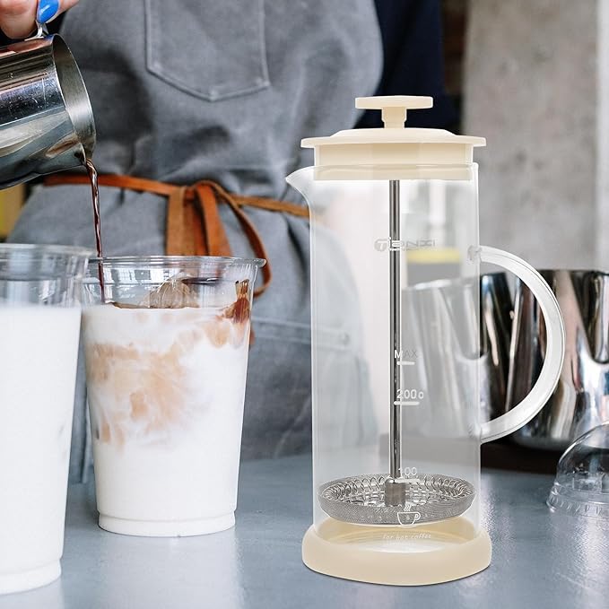 Manual Milk Frother Coffee Bar Milk Frother with Press Froth Technology, Milk Foamer Manual Milk Creamer Hand Pump Frother Handheld Milk Frothing Pitchers for Milk Coffee Cappuccino
