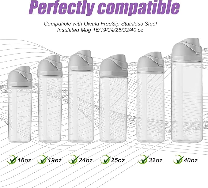 4pcs Water Bottle Seal Circle & 4pcs Replacement Stopper, Silicone O Circle Lid Gasket Parts for Owala Free Sip 19oz 24oz 32oz 40oz, Cap Mouth Plug Gasket Accessories, BPA-Free